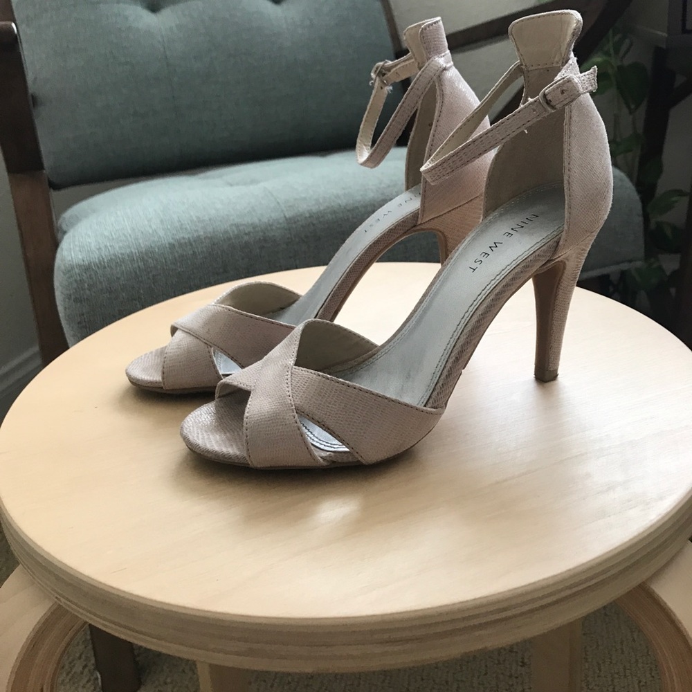 Strapped Nine West Cream Heels